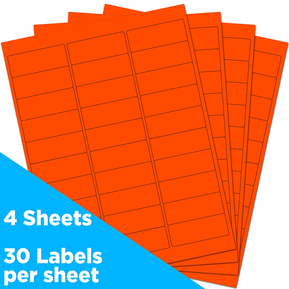 Neon Red/Orange Address Labels 1x2 5/8 - 120 Pack for Shipping & Mailing