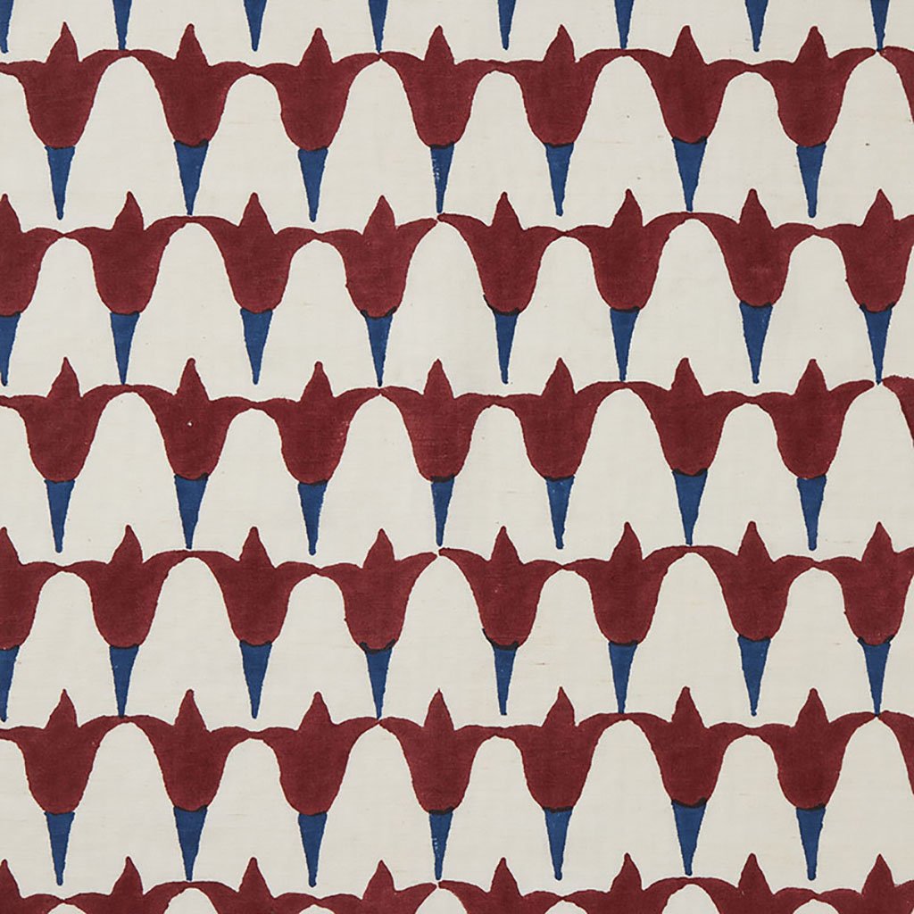 Premium Tulip Block Printed Linen Cotton Fabric - Blue & White Floral Design for Quilting, Dresses & Home Decor