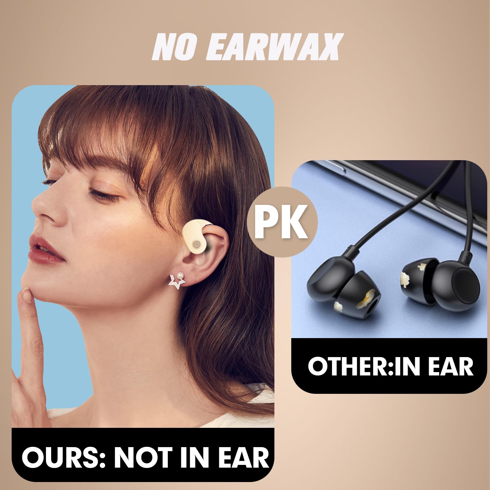 Open Ear Wireless Bluetooth Headphones - Bone Conduction Earbuds with Air Conduction Technology, Comfortable Over-Ear Hanging Design (Skin Tone) | Perfect for Running, Cycling, Workouts & Outdoor Activities