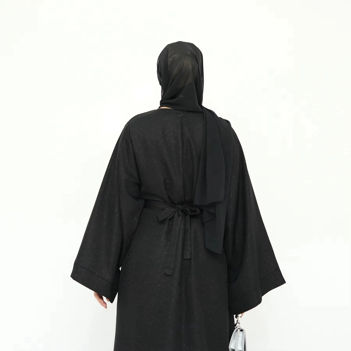 Elegant 3D Jacquard Satin Abaya Dress #25010 - Modest Islamic Prayer Dress for Women, Perfect for Eid, Ramadan & Special Occasions