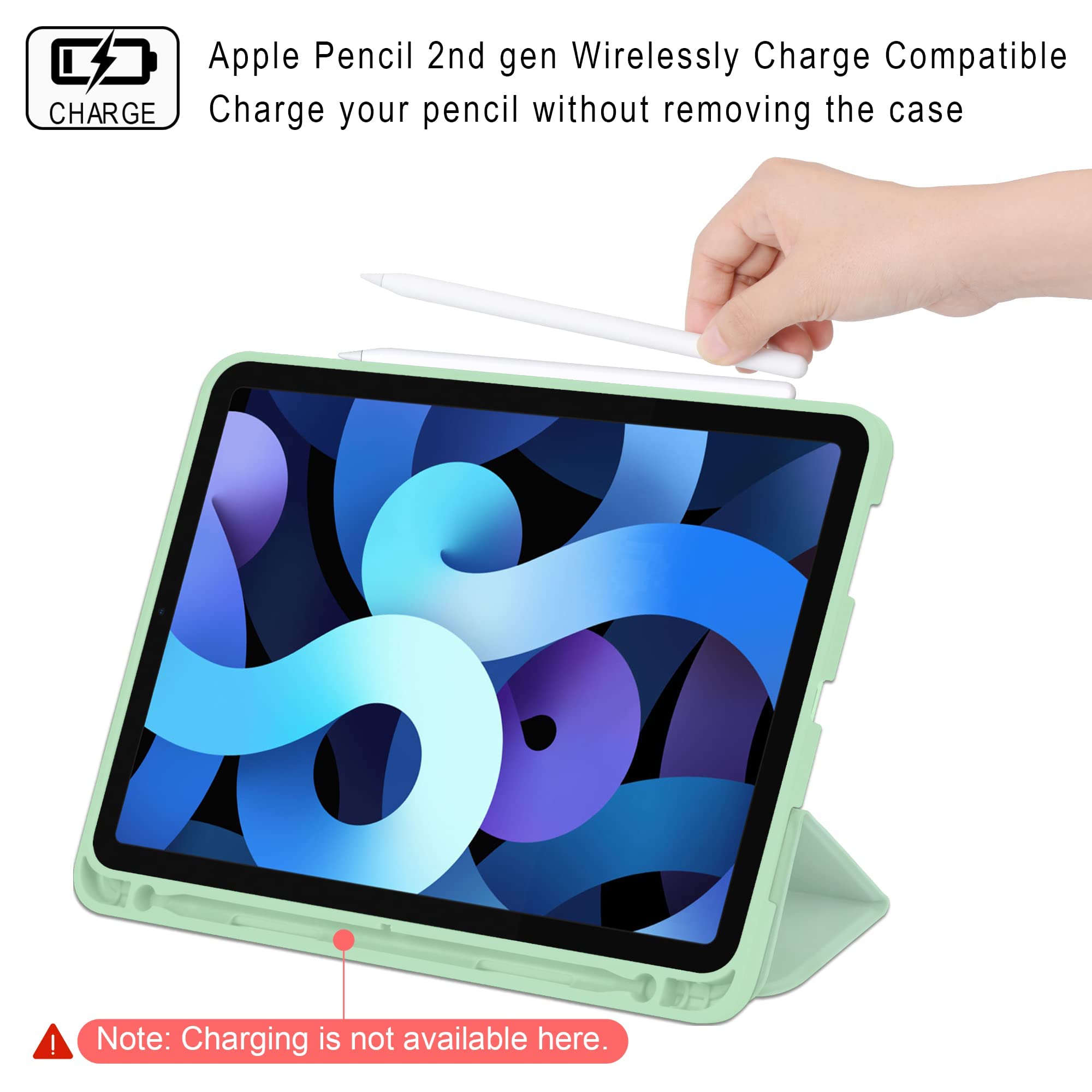 Premium Trifold Smart Case for iPad Air 6th/5th/4th Gen (11-inch 2024 & 10.9-inch) with Kickstand, Auto Wake & Pencil Holder - Matcha Green - Perfect for Work, Study & Entertainment