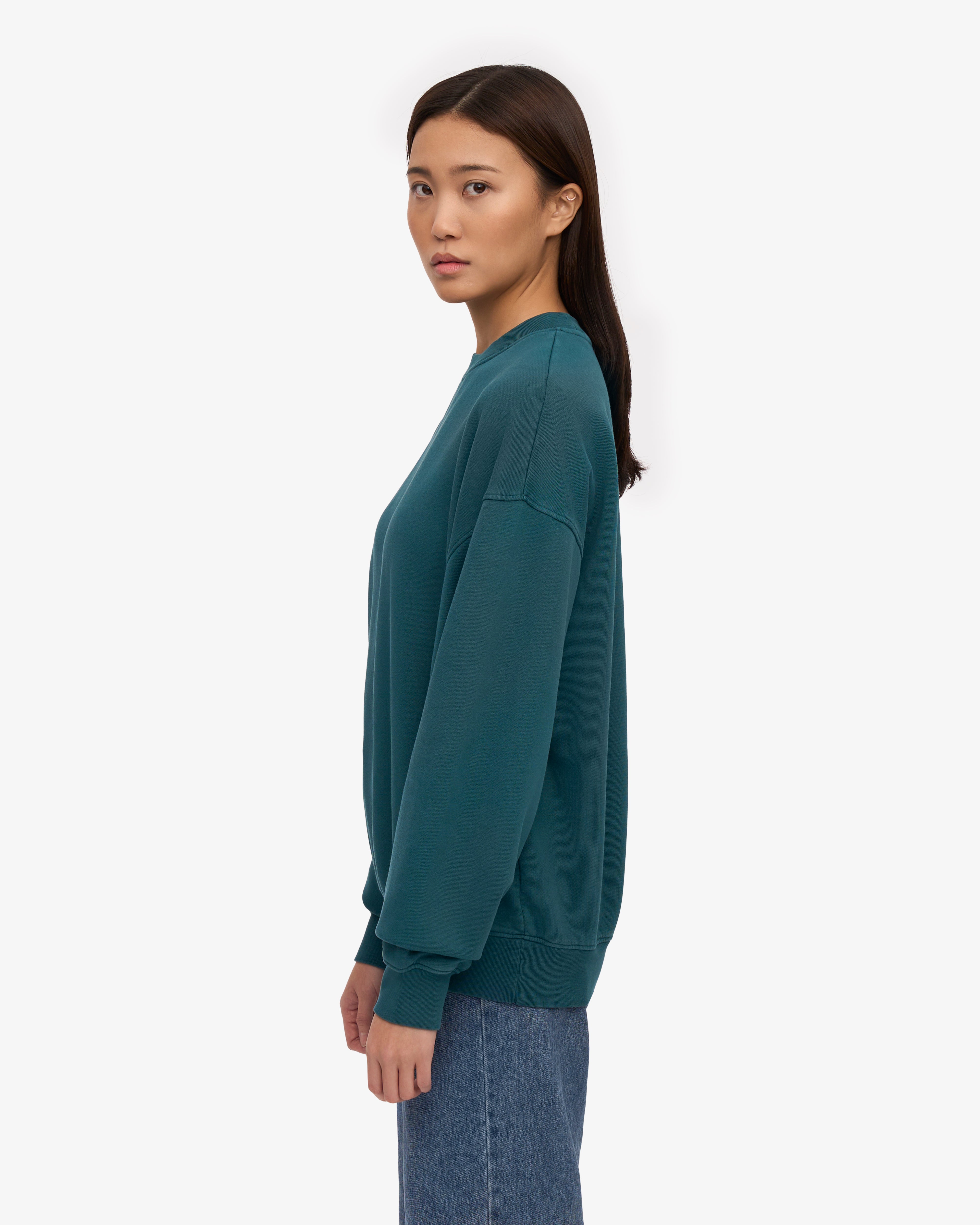 Organic Oversized Crewneck Sweatshirt - Soft & Comfortable Unisex Pullover in Ocean Green - Perfect for Casual Wear, Loungewear & Street Style