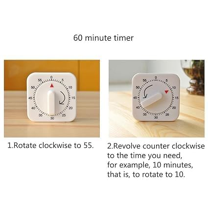 JUSTAKEIT 60-Minute Mechanical Kitchen Timer - Loud Alarm, Manual Countdown Clock for Baking, Cooking & Study - Perfect for Home, Office & Classroom Use