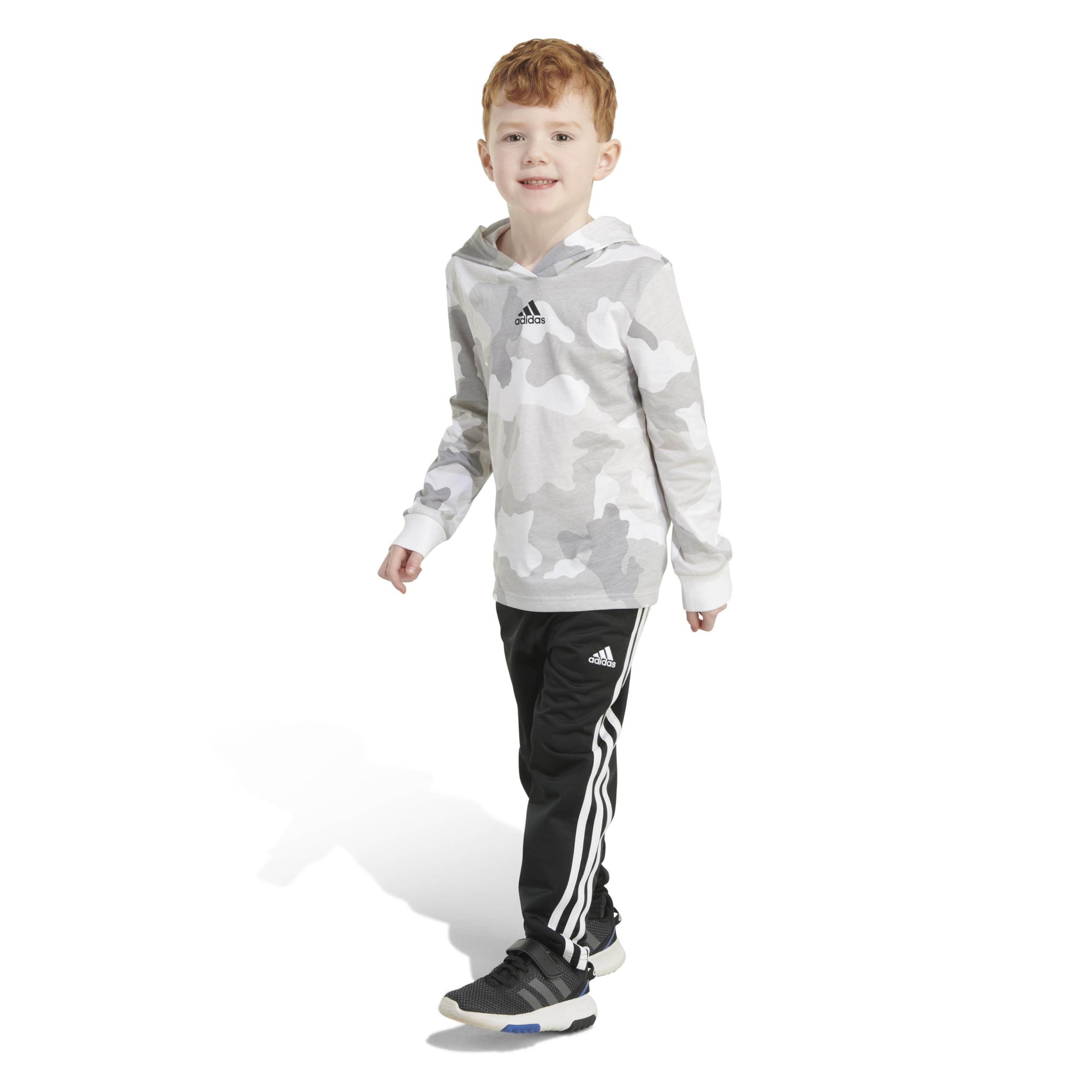 Adidas Boys Long Sleeve Camo Fleece Hooded Pullover Set - Warm Winter Outfit for Kids, Perfect for Outdoor Activities, School & Casual Wear
