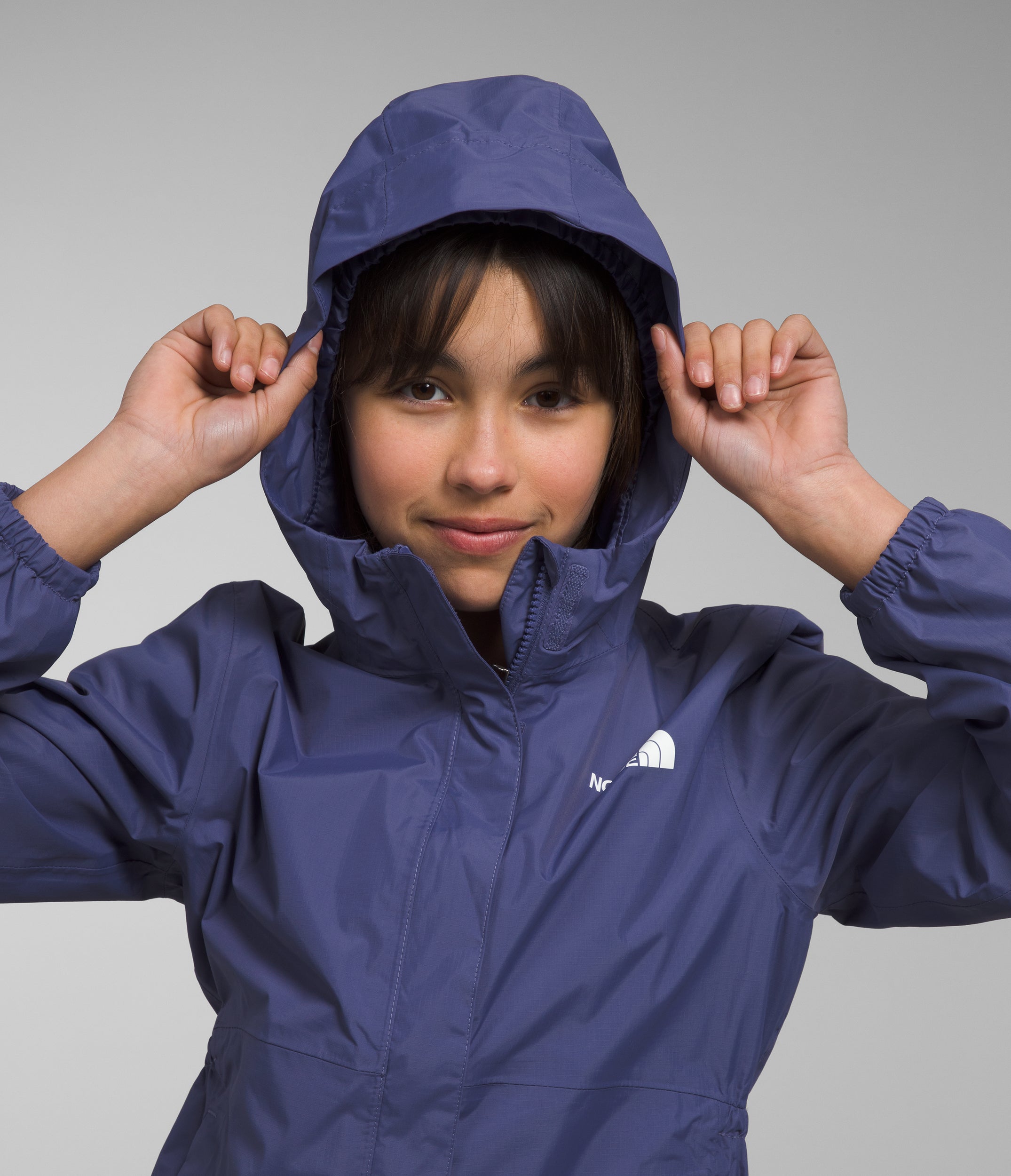 Antora Waterproof Rain Jacket for Girls - Lightweight Windproof Hooded Coat for Outdoor Activities, School & Play - NF0A82TB