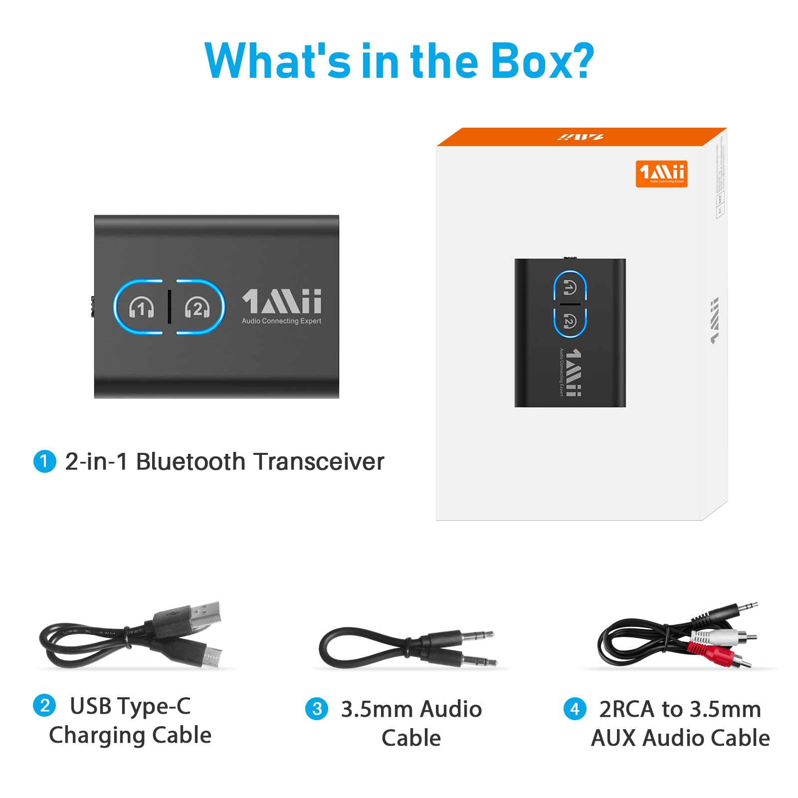 1Mii Bluetooth 5.3 Transmitter & Receiver for TV - Wireless Headphone Adapter with Dual Link AptX Adaptive/Low Latency/HD Audio | Bluetooth Audio Converter for Home Theater, Airplane Travel, Boat, Gym Workouts | Enjoy Wireless Audio Streaming Anywhere