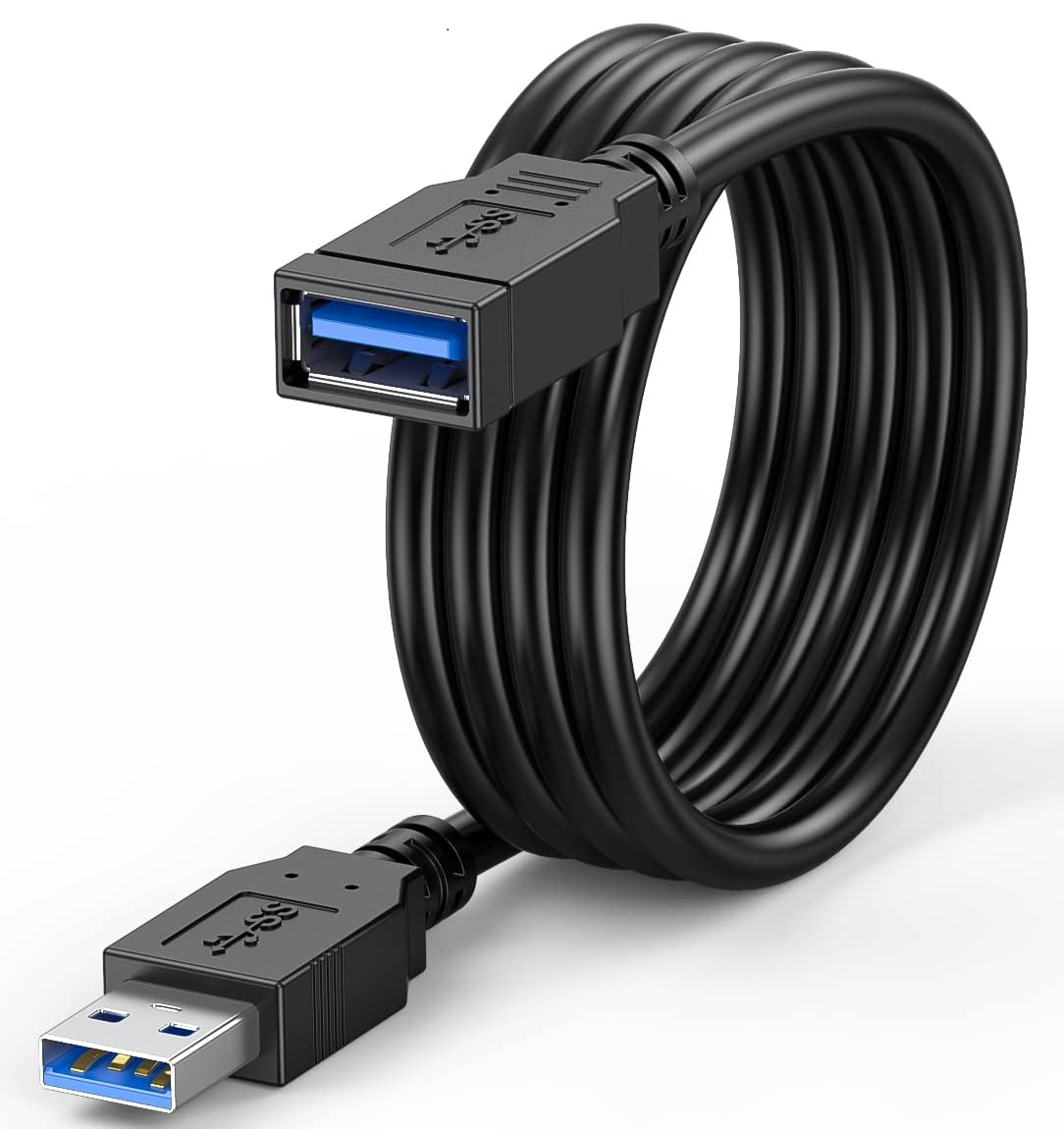 FEDUS 1.5M USB 2.0 Extension Cable - High Speed Data Sync & Charging Cord for PC, Laptop, TV, Printer, Gaming Console - Durable Black USB Extender for Home & Office Use