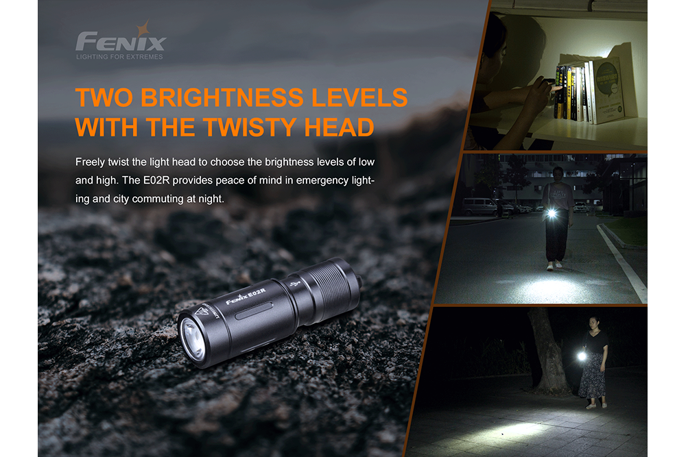 Fenix E02R Ultra-Bright LED Keychain Flashlight - Compact, Rechargeable, Waterproof for Camping, Hiking & Emergency Use