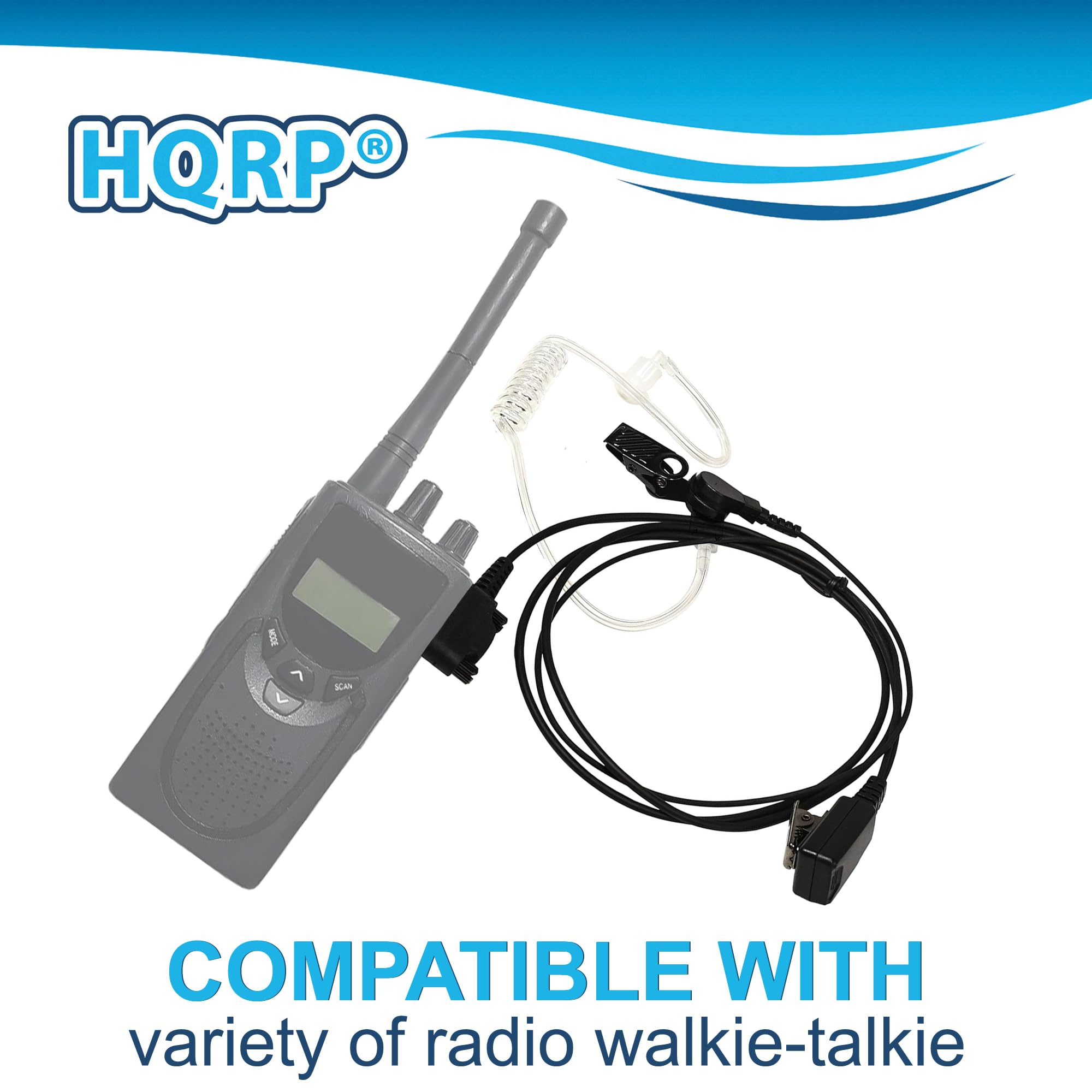 HQRP 4-Pack Acoustic Tube Earpiece Headset with PTT Mic - Compatible with Vertex Standard FT-10R, FT-40R, FT-50R, FT-60R & Sun Meter Radios - Secure & Clear Communication for Security, Construction & Event Staff