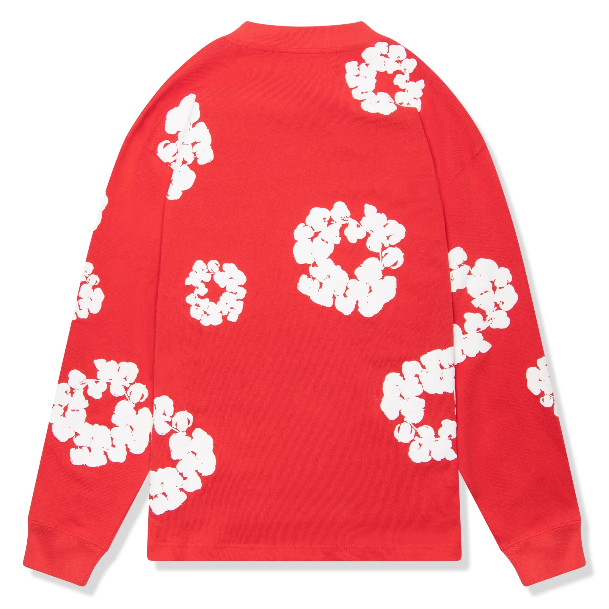 Denim Tears The Cotton Wreath Long Sleeve Red T-Shirt for Men - Vintage Streetwear Fashion Tee for Casual Wear & Hip Hop Style