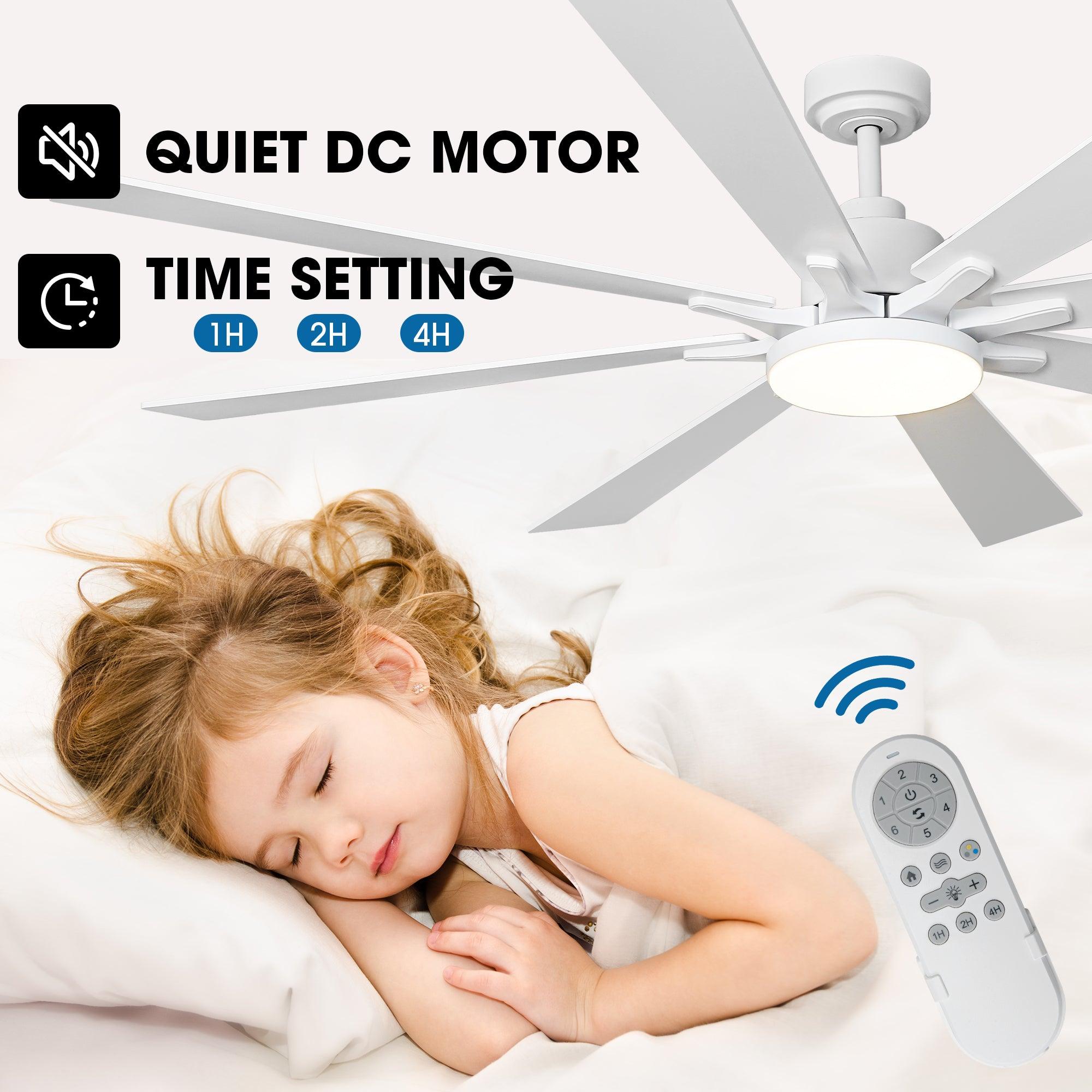72 Inch Elbe Modern Ceiling Fan with Light Kit & Remote Control - Perfect for Living Room, Bedroom, and Large Spaces