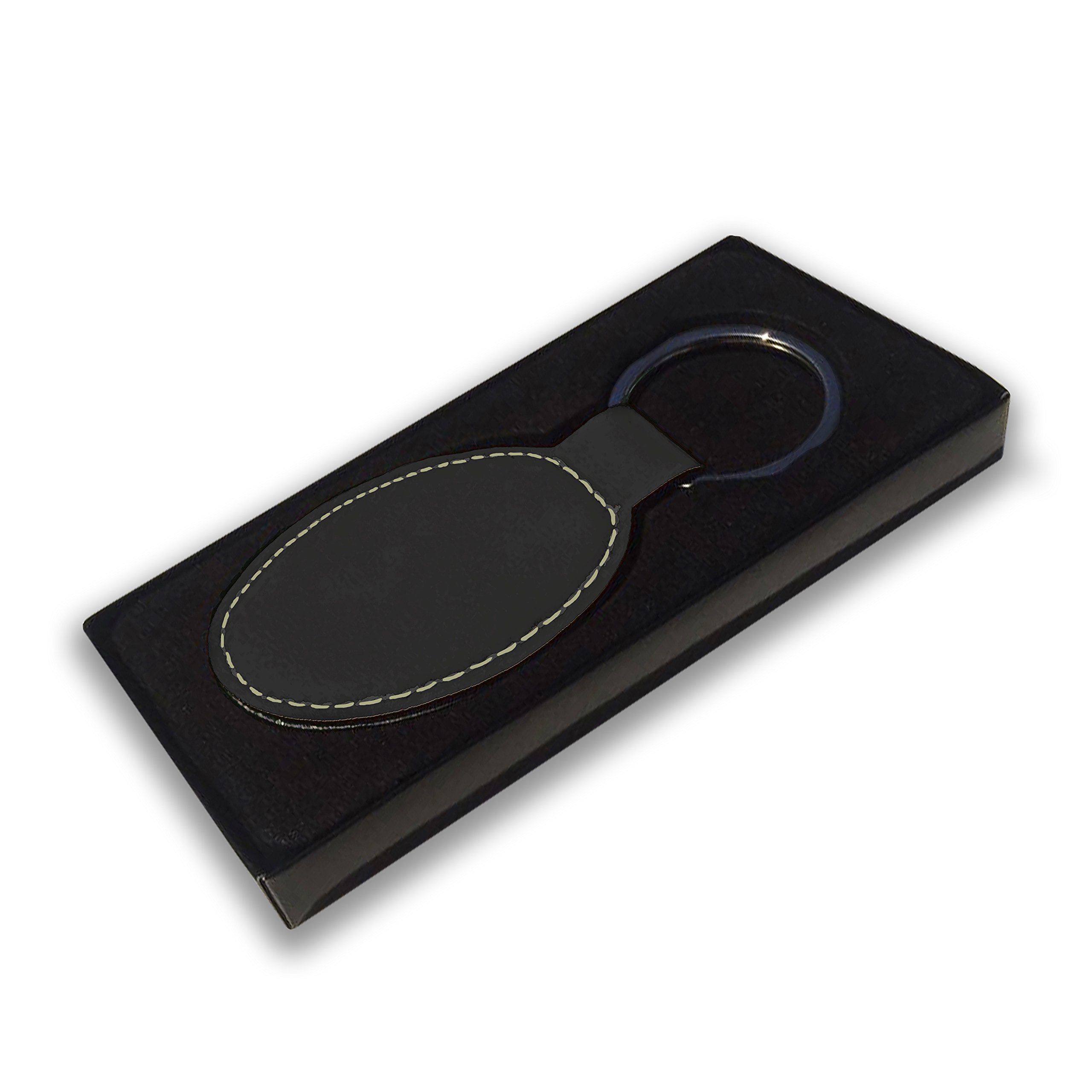Custom Engraved LaserGram Oval Keychain with Hockey Sticks Design - Perfect Gift for Hockey Fans & Sports Enthusiasts