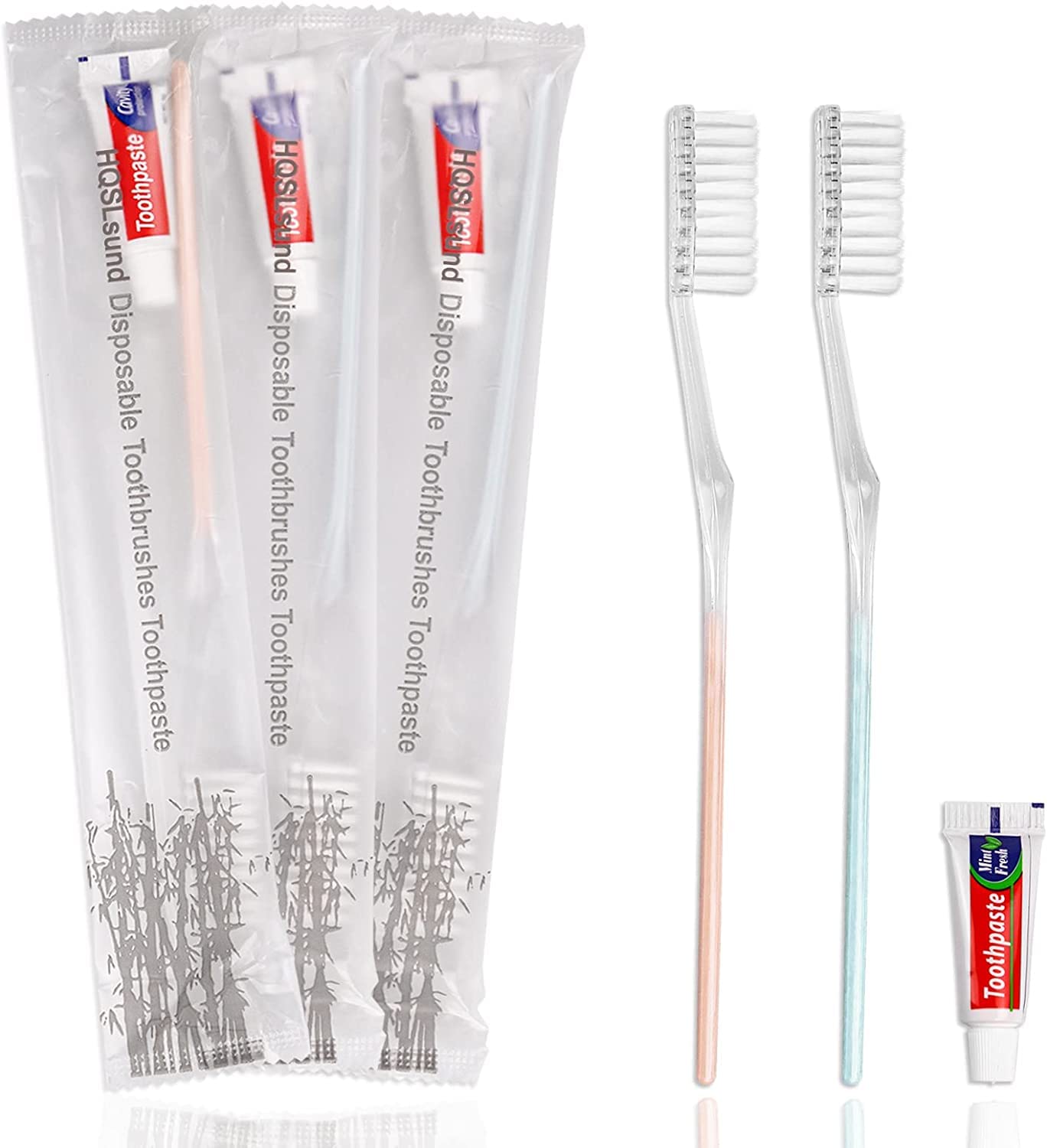 50 Pack Disposable Toothbrushes with Toothpaste - Individually Wrapped Soft Bristle Travel Toothbrush Kit for Camping, Hotels, Airplanes & Emergency Kits | Bulk Disposable Toothbrushes for Adults & Kids
