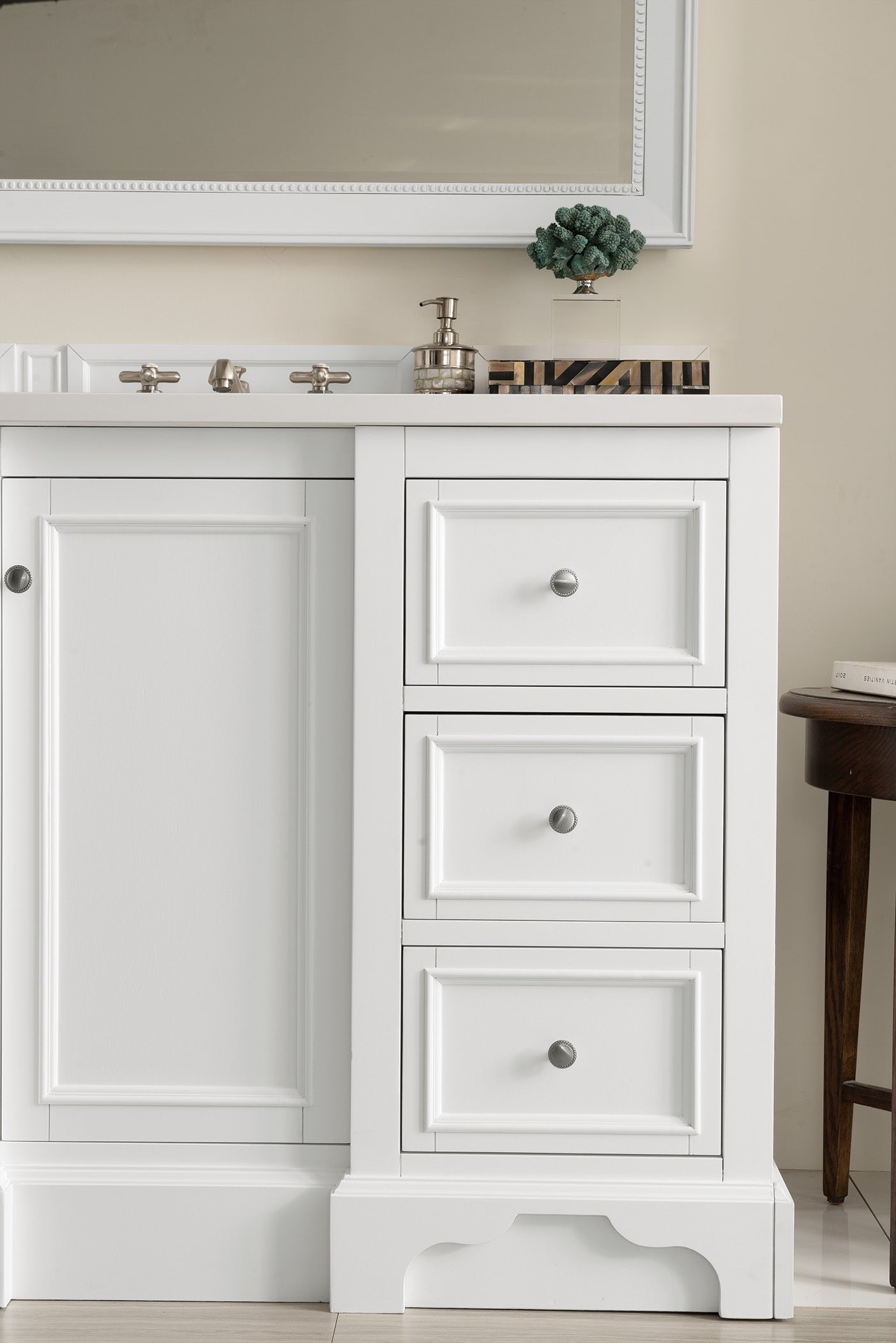 De Soto 48 Inch Single Bathroom Vanity Set with 3CM Classic White Quartz Countertop - Bright White Finish for Modern & Traditional Bathrooms