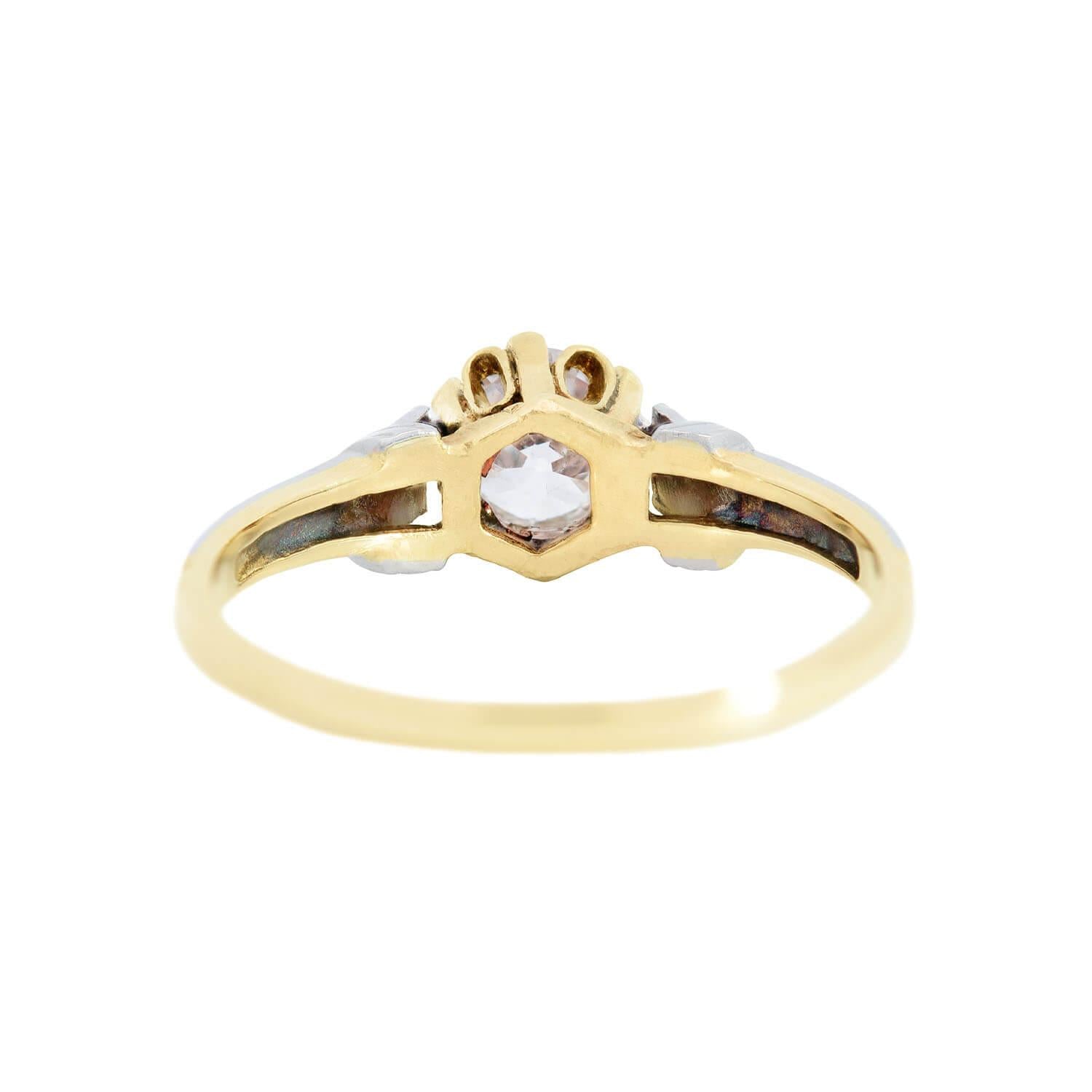 10K White & Yellow Gold Edwardian Style Diamond Engagement Ring - 0.59ct Vintage Bridal Jewelry for Wedding Proposals & Anniversary Gifts