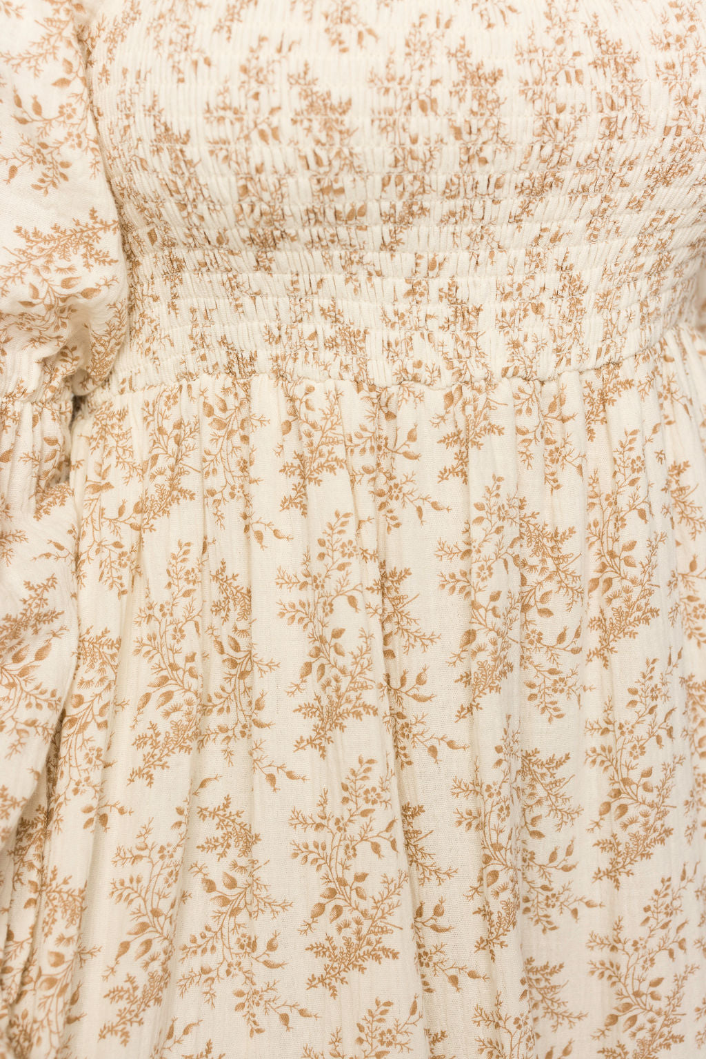 Emerson 100% Cotton Gauze Maxi Dress - Natural/Tan Floral Print, Bump Friendly Maternity Dress for Women | Boho Summer Beach Dress, Pregnancy Photoshoot, Casual Outfit