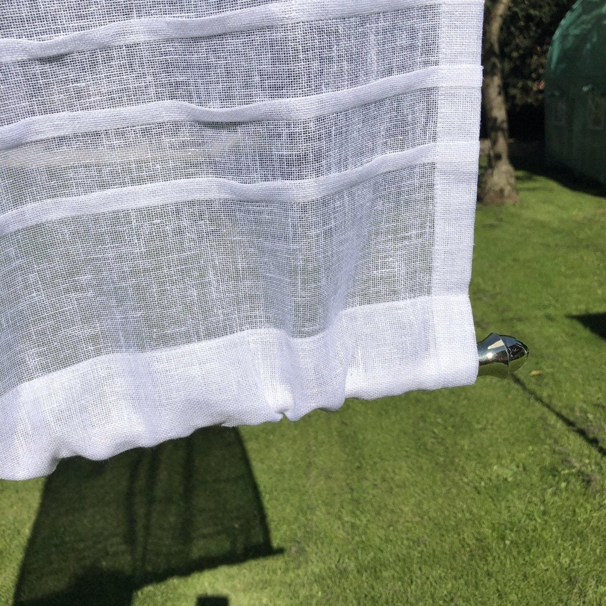 Daresbury Sheer White Linen Monogram Sidelight Door Net Curtain - Elegant Window Treatment for Living Room, Bedroom & Entryway Privacy