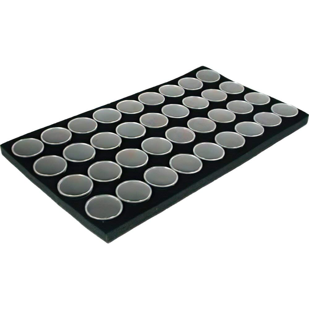 FindingKing 5-Drawer Black Jewelry Storage Organizer Case with 36 Gem Jar Inserts (3 White & 2 Black) - Perfect for Necklace, Ring, Earring & Bracelet Organization at Home or Travel