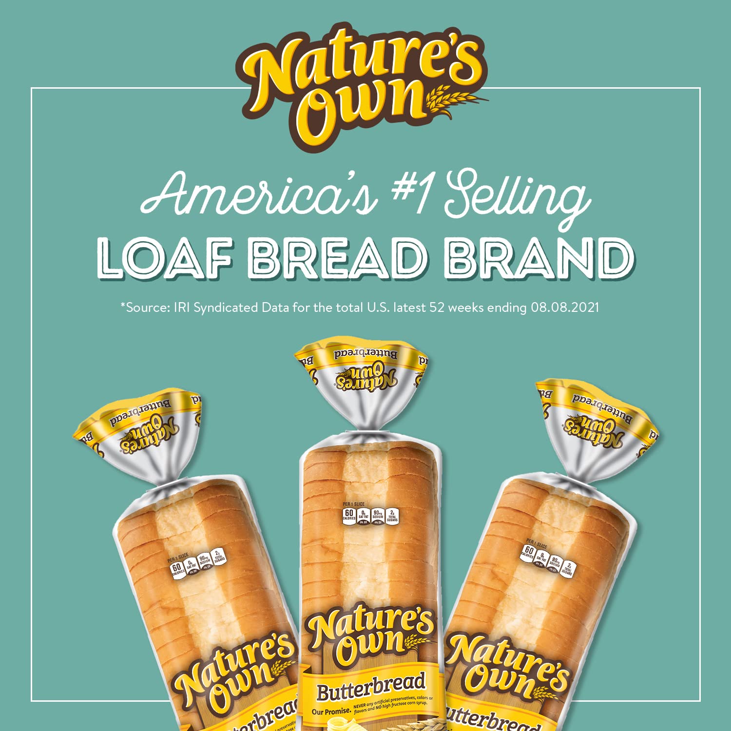 Nature's Own Butterbread Sliced White Bread - 20 oz Loaf | Soft & Fresh Sandwich Bread for Breakfast, Lunch & Family Meals