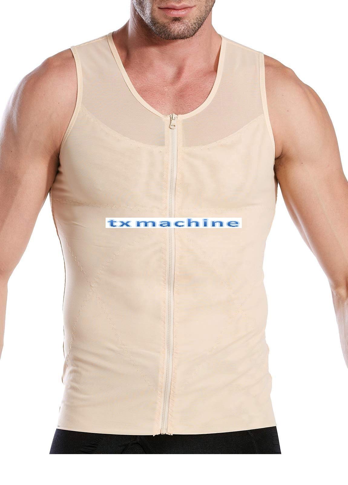 Tbrand Men's Slimming Undershirt Body Shaper Vest with Zipper - Comfortable Shapewear for Daily Wear & Layering