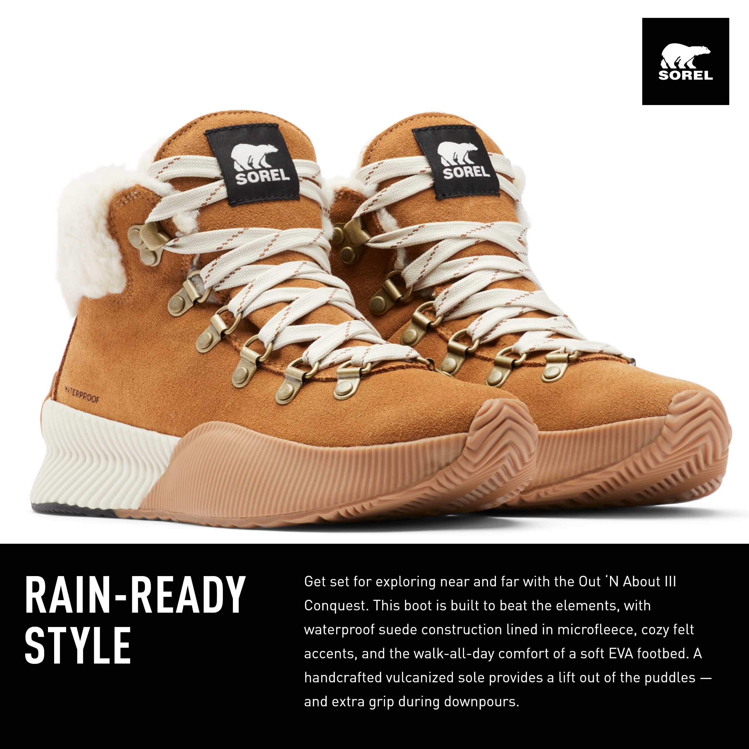 Sorel Women's Out N About III Conquest Waterproof Boots - Winter Snow Hiking & Outdoor Adventure Shoes for Cold Weather