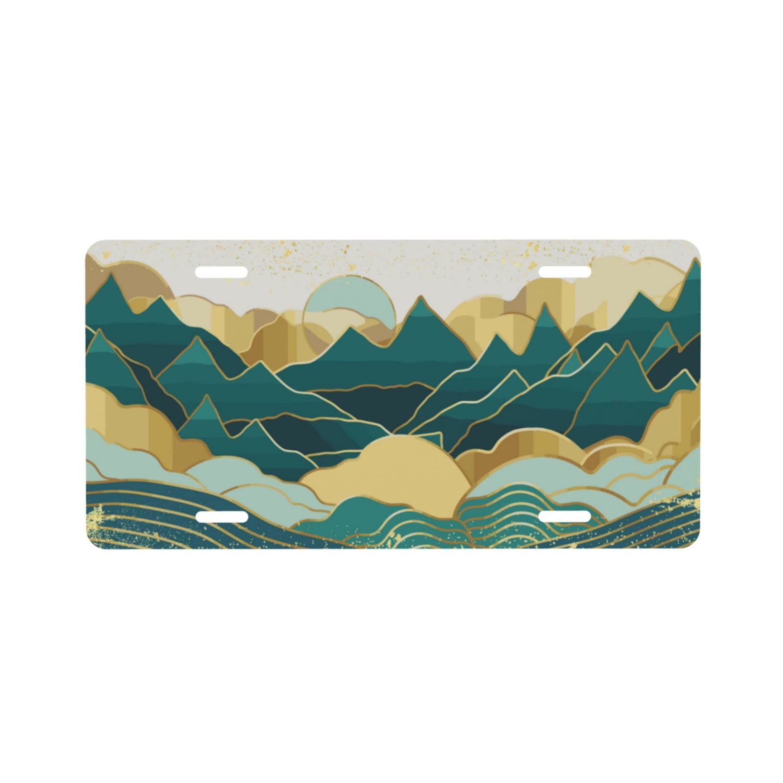 Green Mountain Wave Sun Decorative Aluminum License Plate - 6×12 Inch Vanity Tag for Cars, Trucks & SUVs - Unique Gift for Men, Women, Boys & Girls - Perfect for Road Trips, Car Shows & Personalizing Your Vehicle