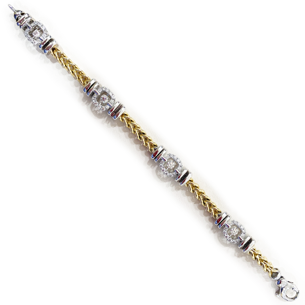 14K Two-Tone Dancing Diamond Bracelet for Women - Elegant Stackable Jewelry Gift for Anniversary, Wedding & Special Occasions