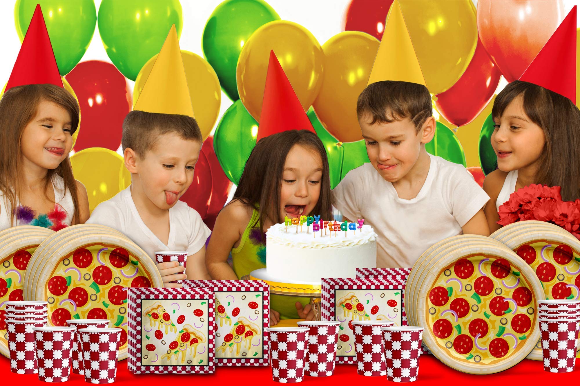 **16-Piece Pizza Themed Birthday Party Supplies Set - Plates, Napkins, Cups & Tableware Kit for Kids & Adults - Perfect for Pizza Parties, Birthdays & Family Gatherings**