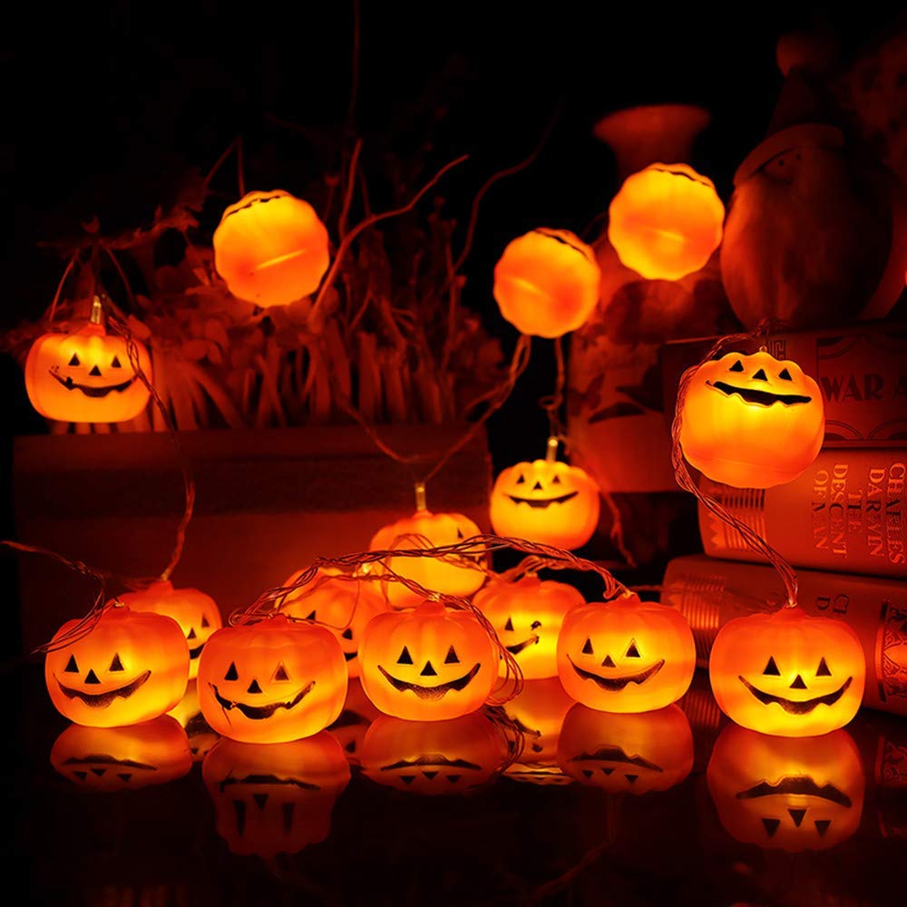 Halloween LED Pumpkin String Lights - 20 Pumpkin Lights with 9.8 ft Cord, 2 Modes (Steady & Flickering) for Outdoor Decor, Party, Yard, Porch, and Home Holiday Decoration
