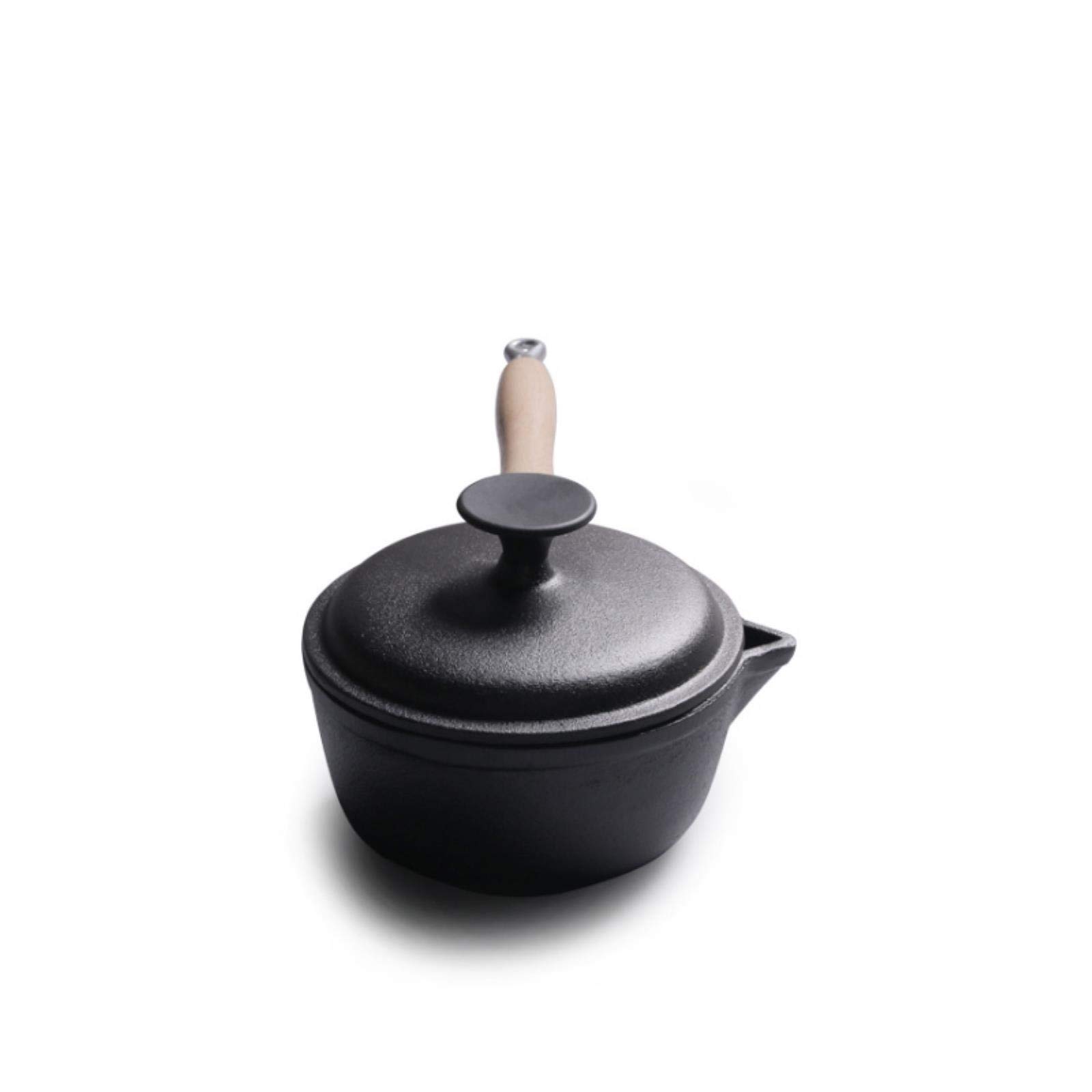 15cm Uncoated Cast Iron Milk Pan with Lid & Handle - Perfect for Cooking Soup, Noodles, Food Supplements & More | Durable 158cm Iron Pot for Home & Kitchen Use