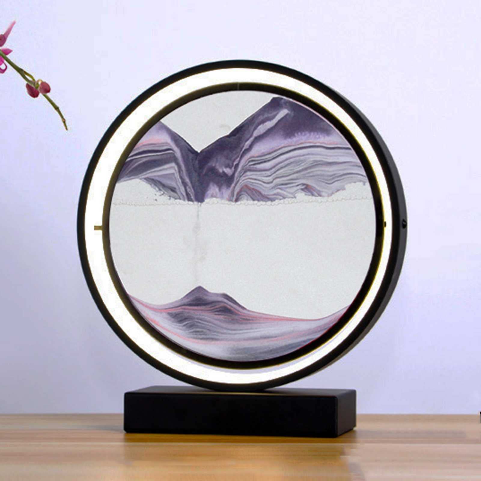 WENCY LED Flowing Sand Art Painting - 3D Deep Sea Sandscape in Motion, Round Glass Desktop Decor for Adults & Kids - Perfect for Home, Office, Creative Gift Ideas | Relaxing Stress Relief & Meditation Aid
