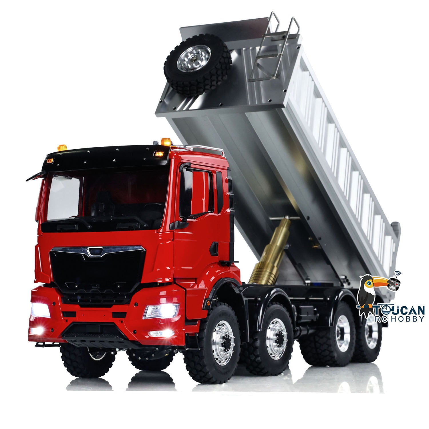 1/14 Scale LESU Custom RTR RC Hydraulic Dump Truck - 8x8 Metal Chassis with Cabin, FS I6S Motor, Servo & ESC - Realistic Sound, Lights & Smoke Effects for Construction Site Play and RC Hobby Enthusiasts