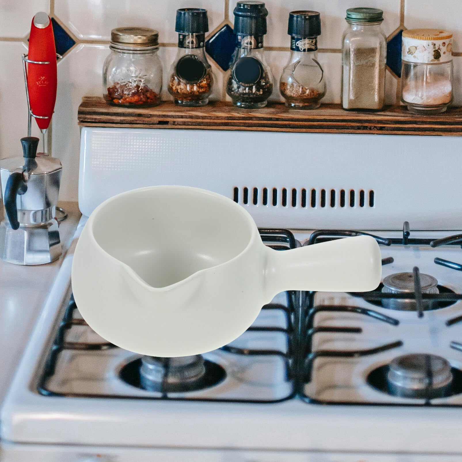 Luxshiny 700ml Ceramic Soup Pot - Nonstick Stovetop Noodle Pan with Lid, Easy to Clean, Ideal for Cooking Soups, Stews & Ramen | Perfect for Home Kitchen, Camping & Dorm Use