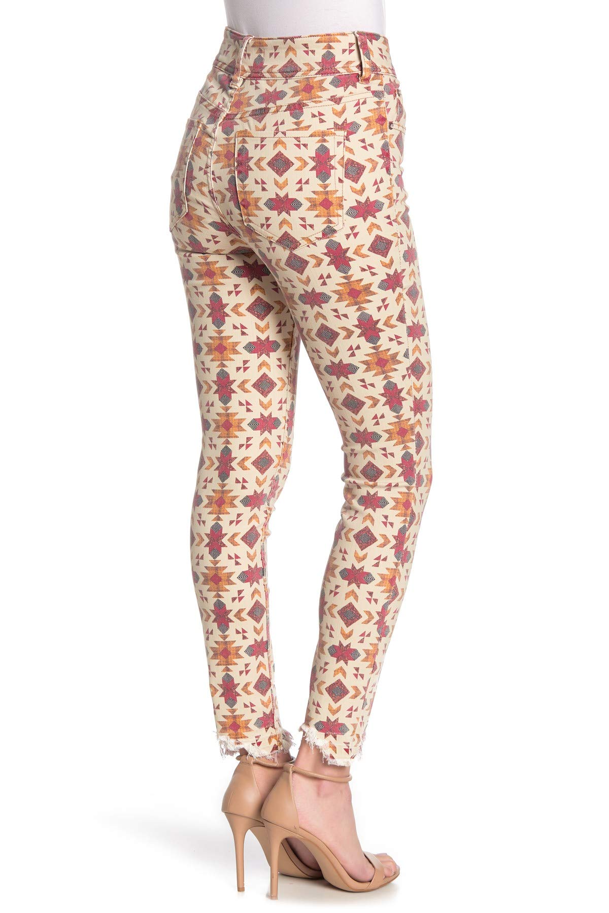 Free People Wild Child Skinny Printed Jeans - Women's High Waist Stretch Denim Pants Size 28 | Trendy Floral Design for Casual Wear & Night Out