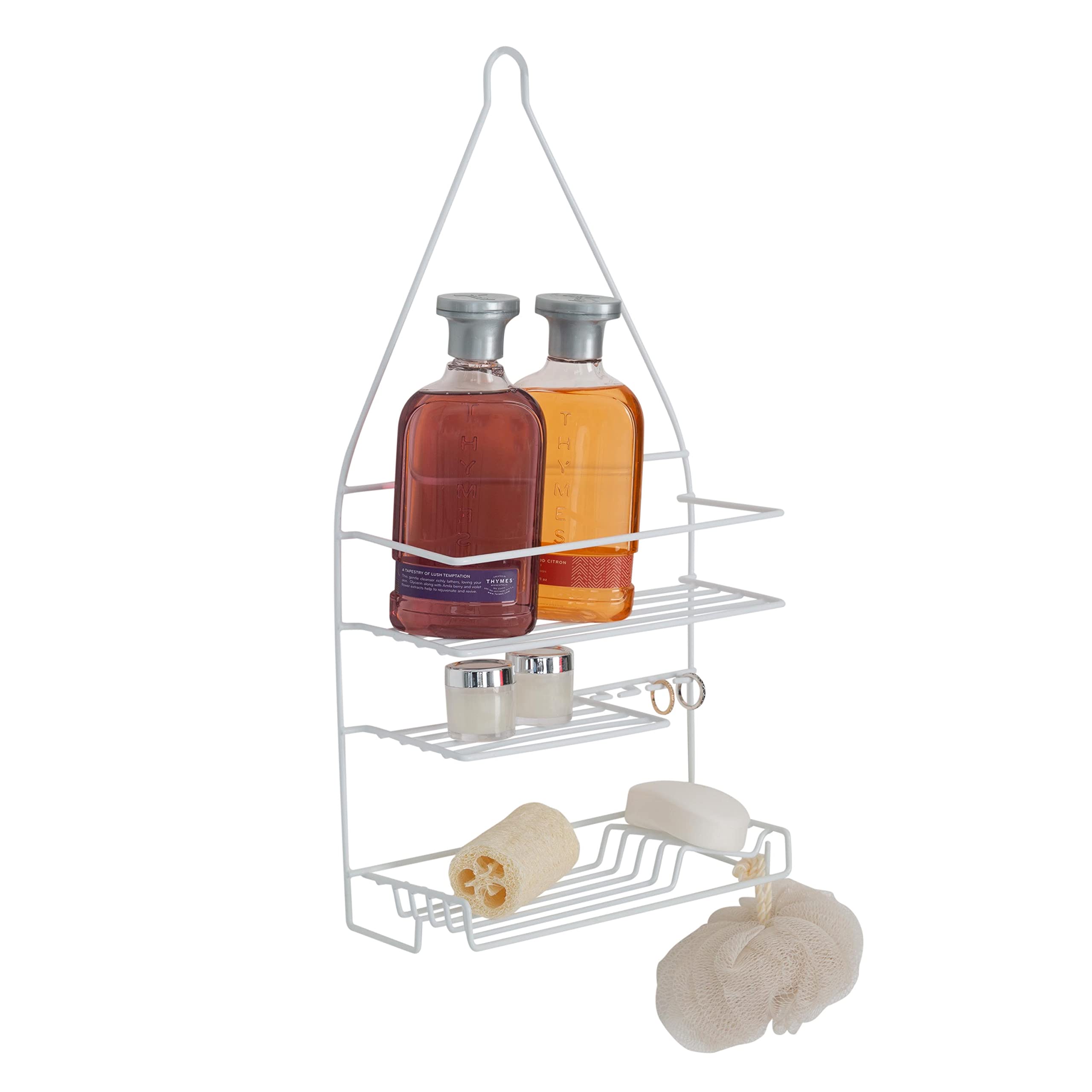 Bath Bliss 3-Tier Shower Caddy Organizer - Rust-Resistant White Bathroom Shelf with Soap Dish, Razor Slots & Hooks for Loofah/Washcloth - Perfect for Small Bathrooms & Dorm Showers