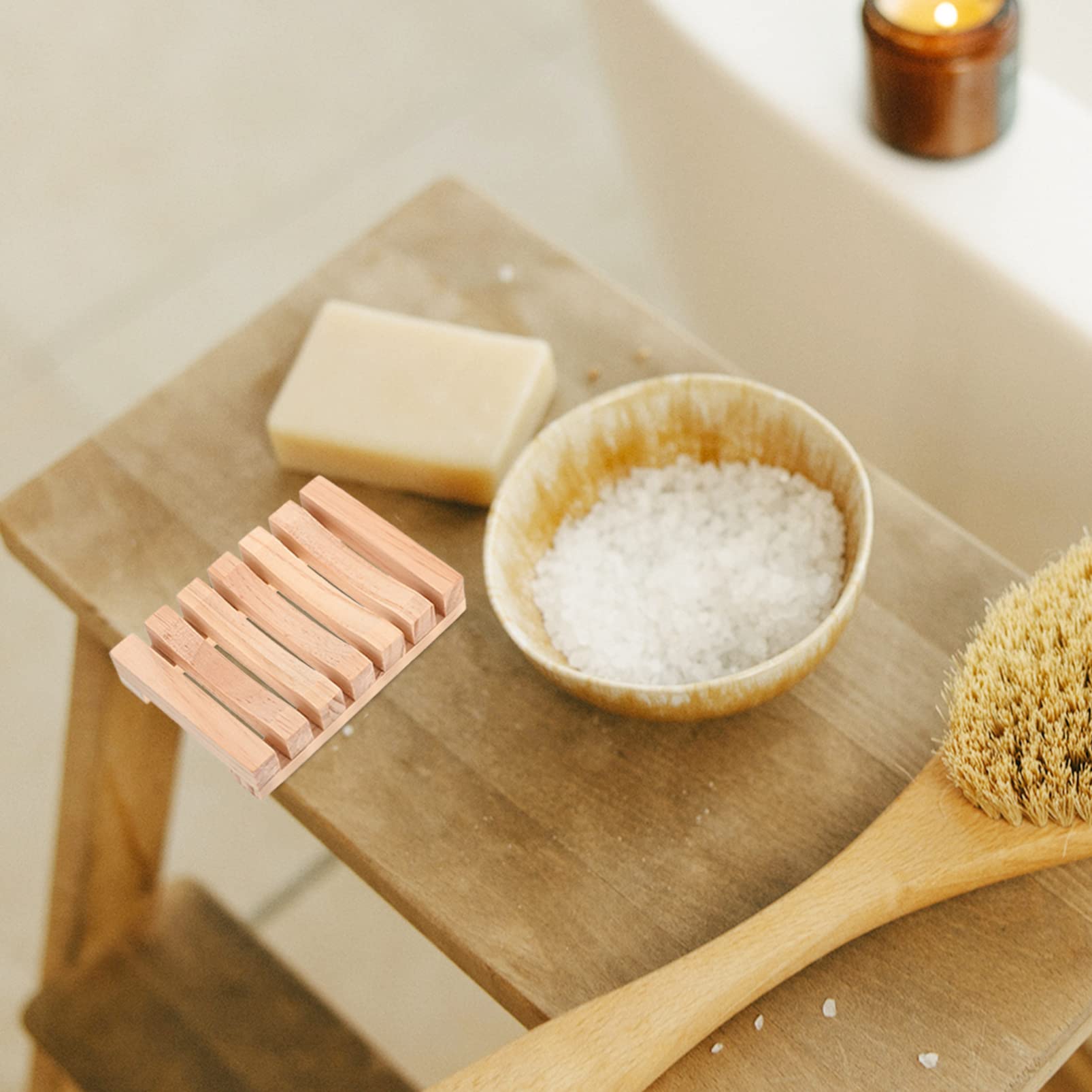 **Cabilock 3-Piece Wooden Soap Dish Set - Natural Rustic Wood Soap Holder for Sink, Shower & Bath - Hollow Pallet Board Design for Drainage - Perfect for Travel & Home Decor**
