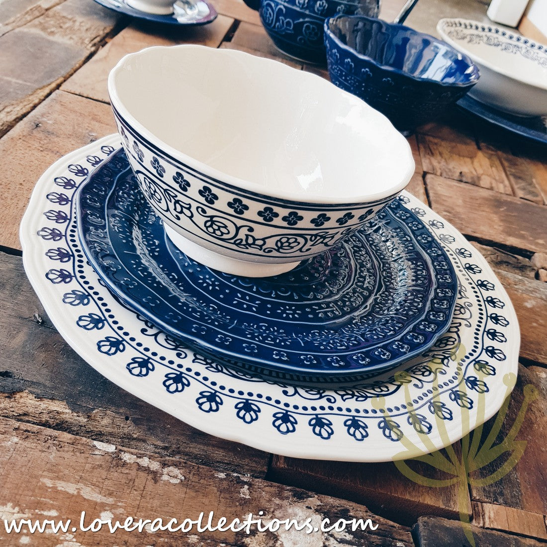 Adelaide Blue & White Dinnerware Set - Elegant Ceramic Plates, Bowls & Serving Dishes for Dining & Entertaining | Perfect for Dinner Parties, Family Meals & Special Occasions