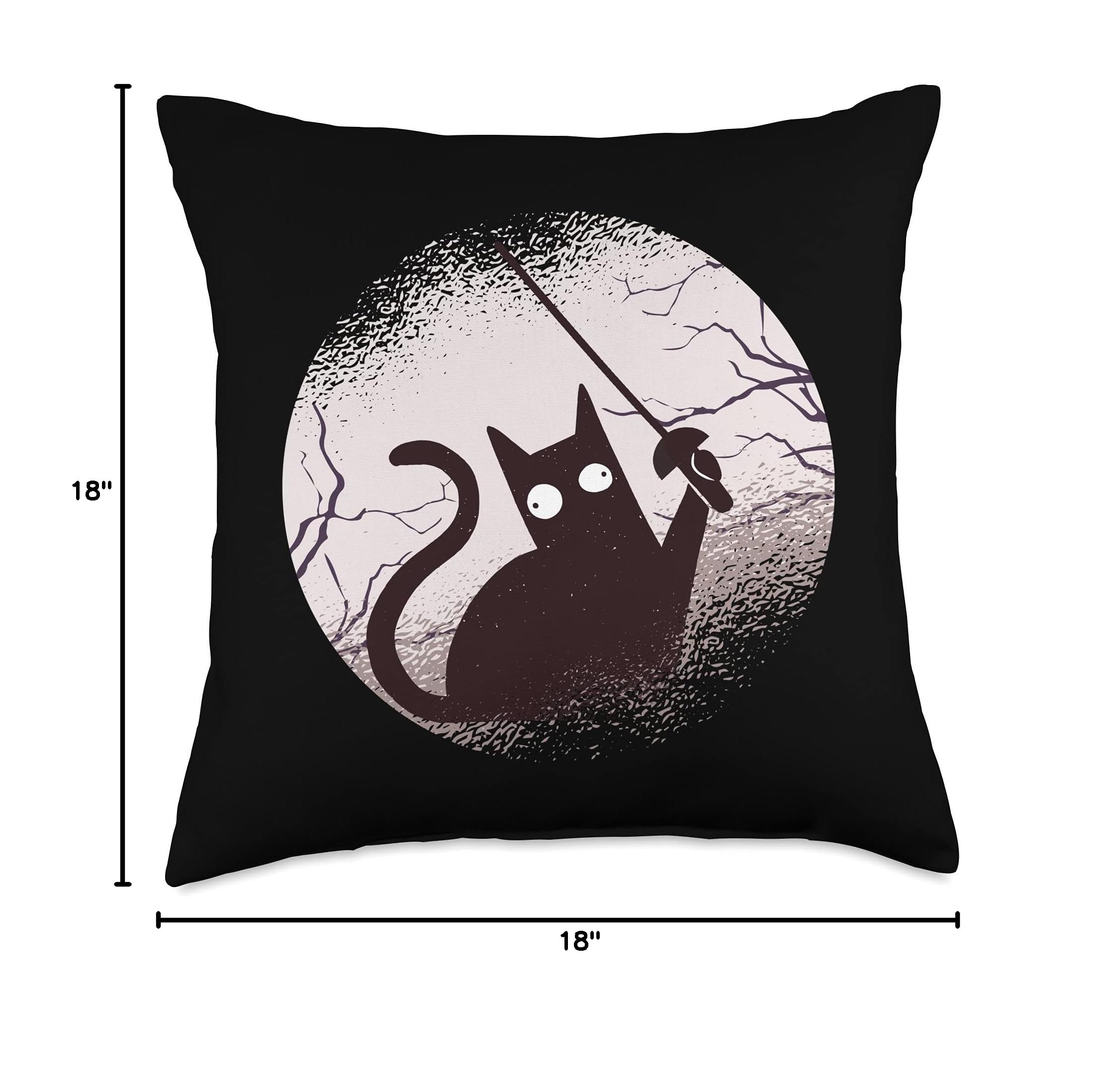 Fencing Game Throw Pillow - Gamer & Sports Enthusiast Gift - Soft Cat Design for Home Decor, Gaming Room, and Sports Themed Bedroom