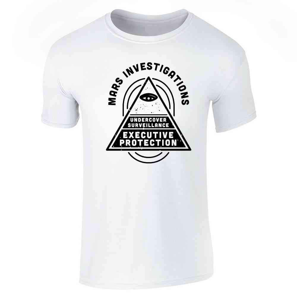 Pop Threads Mars Investigations Retro Noir Detective Graphic T-Shirt for Men - Vintage Mystery Style Tee for Casual Wear & Detective Fans