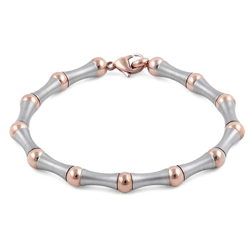 Stainless Steel & Rose Gold Plated Bead Bar Bracelet for Women - Elegant Stackable Jewelry for Everyday Wear, Parties & Gifts