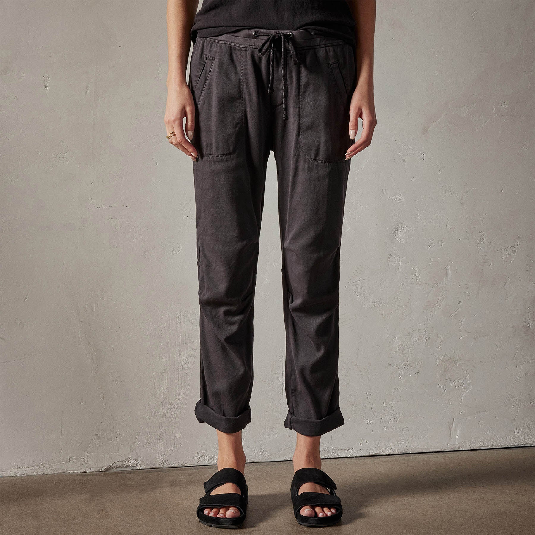 Soft Drape Pants in Carbon Pigment - Comfortable Stretch Lounge Pants for Women | Perfect for Yoga, Home Wear & Casual Outfits