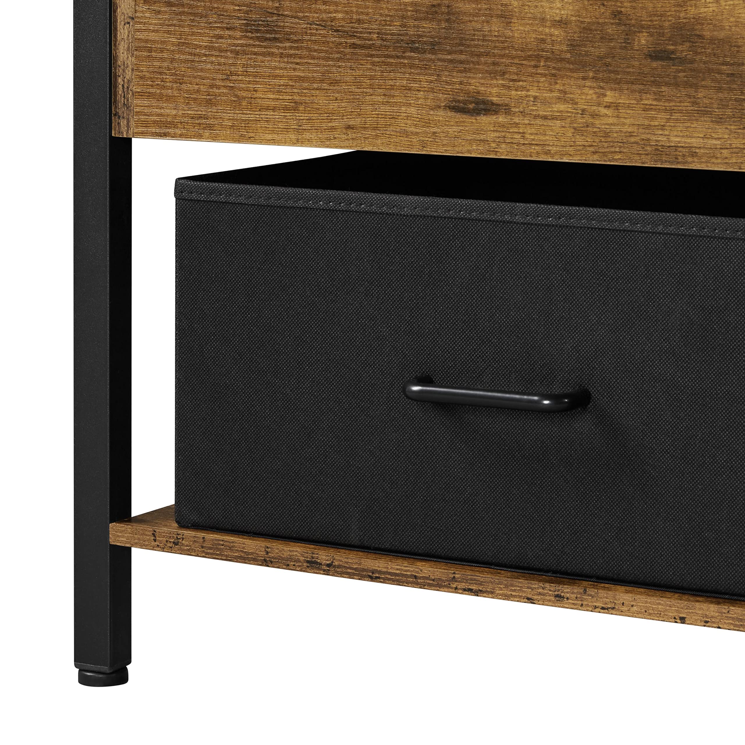 Topeakmart Lift Top Coffee Table with Hidden Storage Compartment, Open Shelves & 2 Fabric Baskets - Modern Rustic Brown Lift-Top Ottoman Table for Living Room, Perfect for Storing Blankets, Magazines & Remote Controls