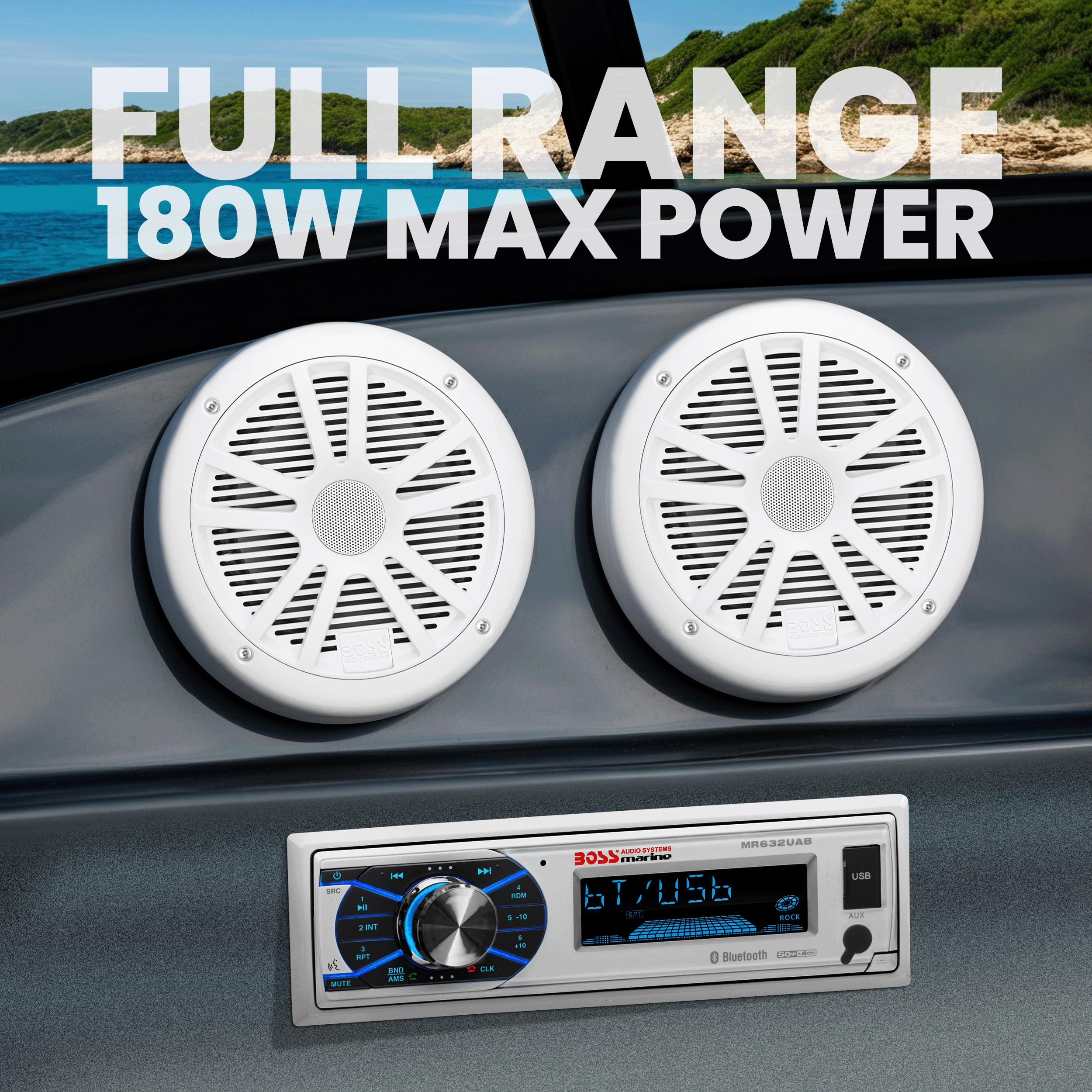 BOSS Audio Systems MCK632WB.64 Marine Boat Stereo System with 6.5