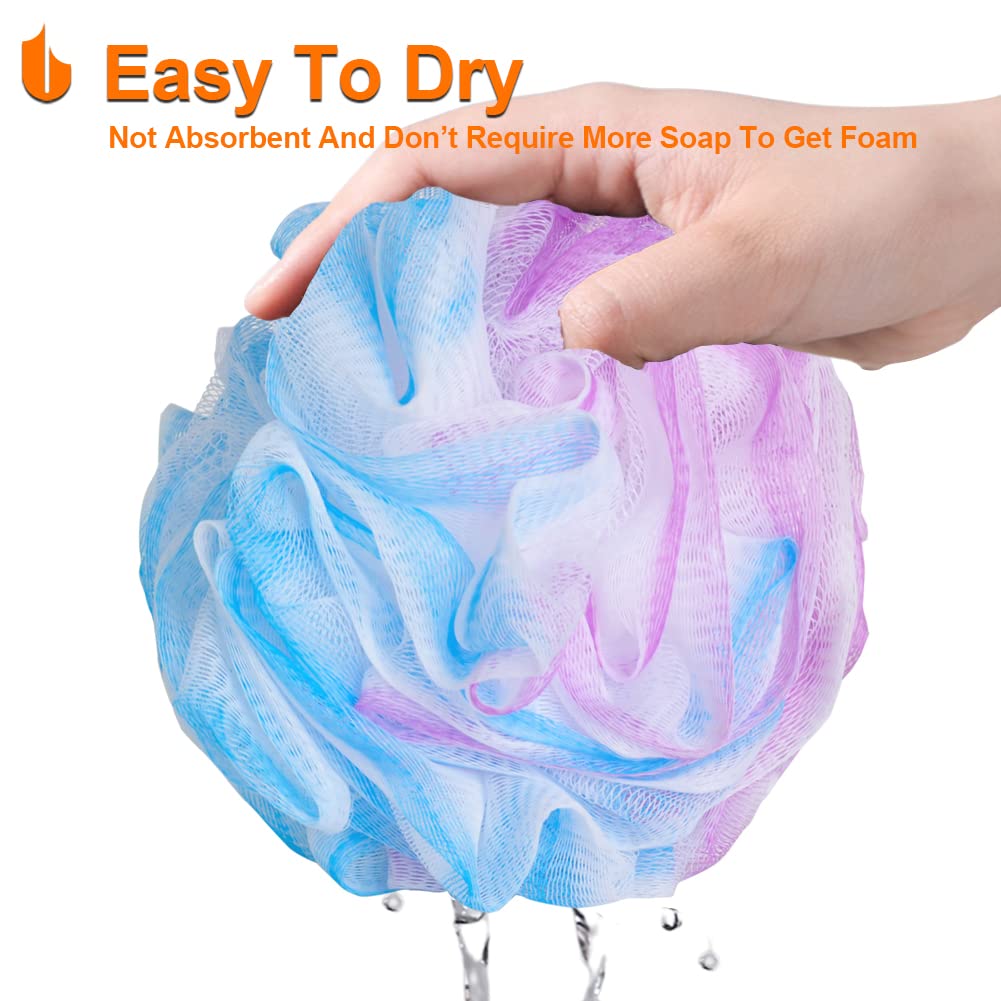 Urbanstrive XL Soft Shower Bath Sponge & Loofah Ball (75g) - Gentle Exfoliating Body Scrubber for Men & Women | Bath & Shower Accessories | Perfect for Sensitive Skin & Daily Body Cleansing | 1-Pack Blue-Purple