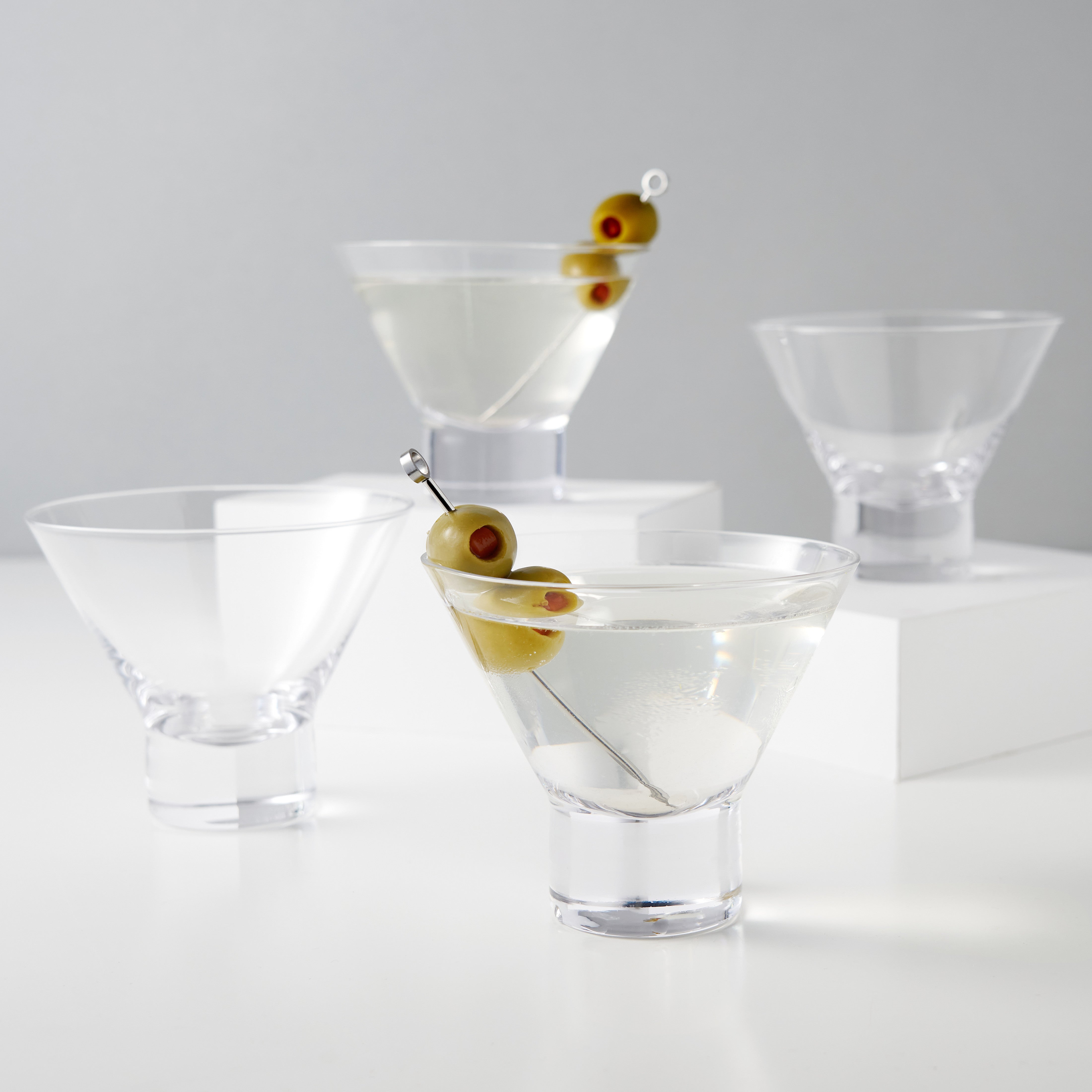 Premium Raye Heavy Base Crystal Stemless Martini Glasses Set of 4 - Elegant Cocktail Glasses for Martini, Margarita, Wine & Whiskey - Perfect for Home Bars, Parties & Wedding Receptions