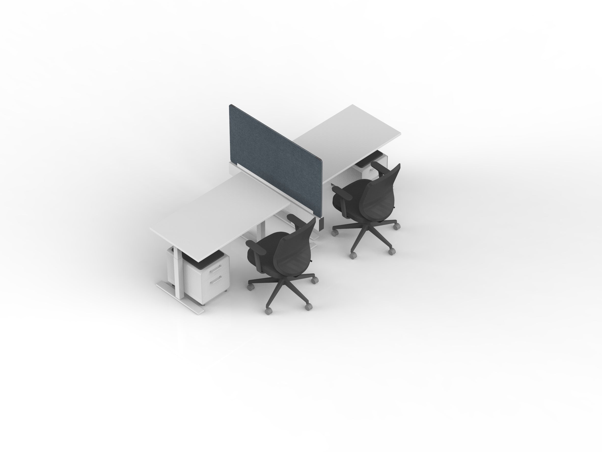 Series L Desk for 2 People with Boom Power Rail - Modern Office Workstation for Home & Office Workspace, Perfect for Team Collaboration and Remote Work