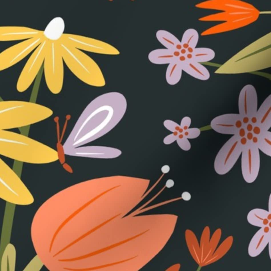 Pockets Flowers Gardening Springtime Blooms Printed on Denim Fabric by The Yard - Premium Spoonflower Fabric for Apparel, Home Decor & Upholstery | Perfect for DIY Sewing, Quilting, and Spring Fashion Projects
