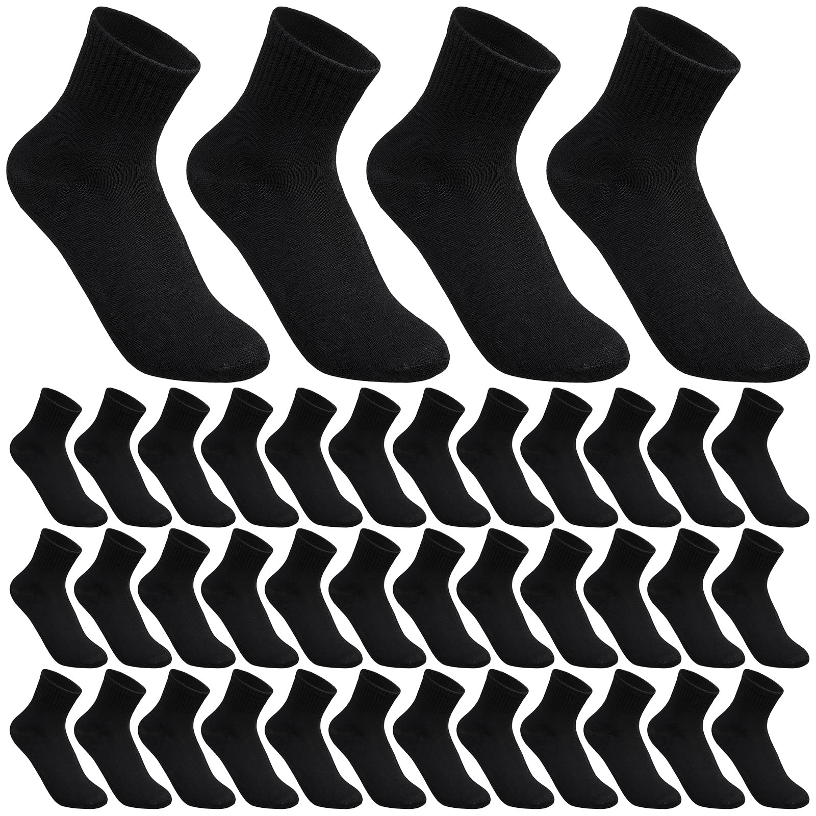 48 Pairs Men's Moisture-Wicking Quarter Ankle Socks - Breathable Athletic Crew Socks for Running, Gym & Casual Wear - Bulk Pack for Homeless Shelters & Donations