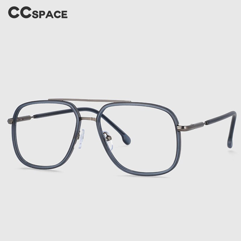 CCspace Unisex Full Rim Square Double Bridge TR90 Titanium Frame Eyeglasses 53947 - Lightweight & Durable Glasses for Work, Reading & Fashion