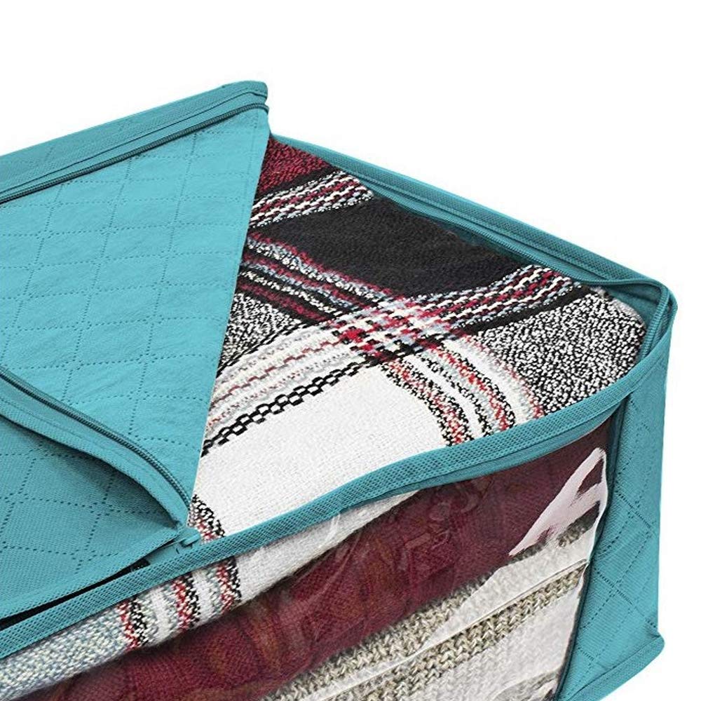 Foldable Storage Box with Zipper - Breathable Non-Woven Fabric Laundry Hamper for Dirty Clothes, Moisture-Proof Quilt Organizer - Perfect for Bedroom Closet, Nursery, Dorm & Travel Storage